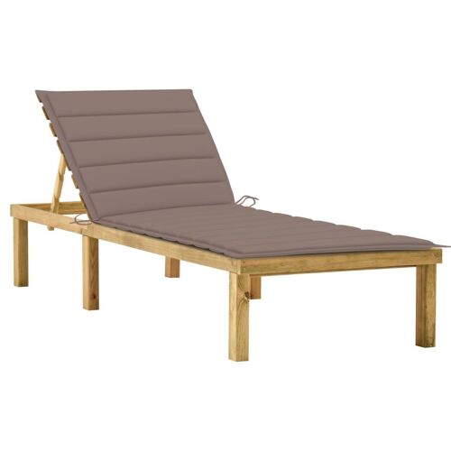 Transat Chaise Longue Bain De Soleil Lit De Jardin Terrasse Meuble D'extérieur Avec Coussin Taupe Bois De Pin Imprégné Helloshop26 02_0012533