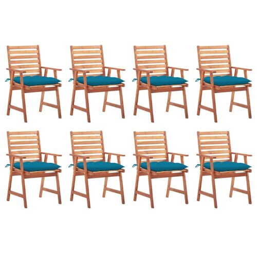 Vidaxl Chaises À Manger D'extérieur Lot De 8 Et Coussins Acacia Massif