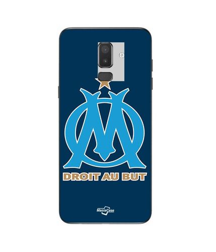Coque Samsung Galaxy J8 2018 Logo Om Olympique De Marseille Bleu Fond