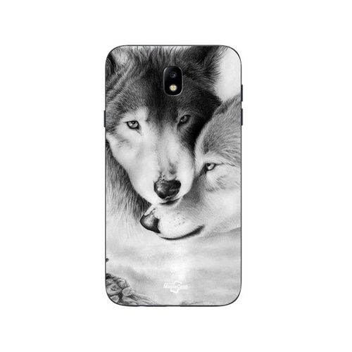 Coque Samsung Galaxy J7 2018 Le Loup Et La Louve Animal Noir Et Blonc