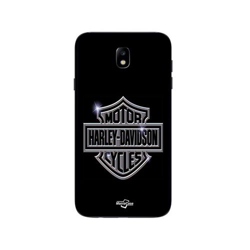 Coque Samsung Galaxy J7 2018 Harley Davidson Logo Motor Sycles Gris Front Noir