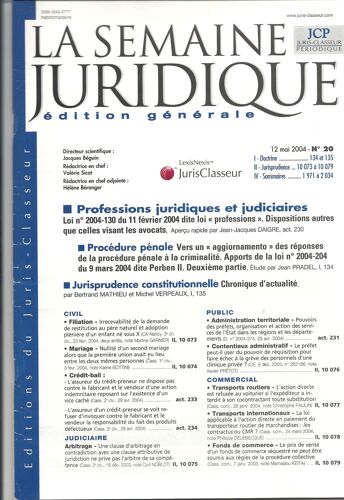 Lot 8 Revues "La Semaine Juridique" Jcp 2004 - N° 20 À 29