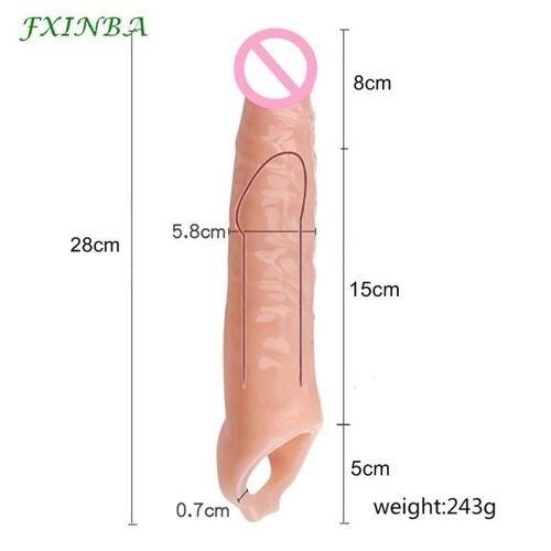 Tapez P 28cm - Fxinba Grand Réaliste Pénis Manchon Extender Bite Manchon Dick Élargissement Hommes Jouets Sexuels Retarder L'éjaculation Préservatif Réutilisable