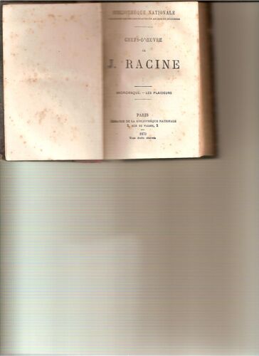 Chefs-D'oeuvre De J. Racine - Andromaque - Les Plaideurs