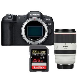 Appareil photo Canon EOS R8 + RF 70-200mm f2.8 L IS USM + SanDisk 256 Go Extreme Pro SDXC UHS-II U3 V90 300 Mo/s