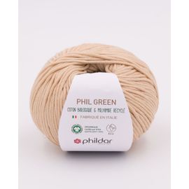 Phildar - Pelote De Laine Phil Green De 50g - Laine À Tricoter - 70% Coton,30% Polyamide - Aiguille N°5 - Couleur Chanvre