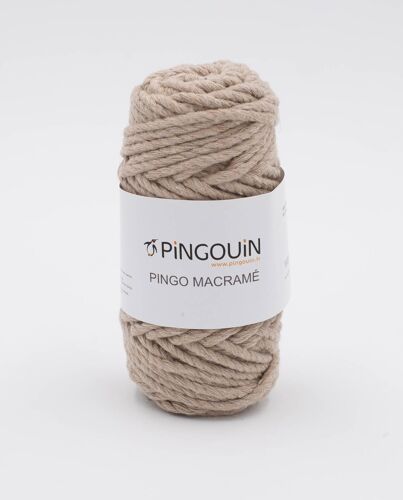 Pingouin - Pelote De Laine Pingo Macrame De 100g - Laine À Tricoter - 100% Coton - Aiguille N° - Couleur Taupe