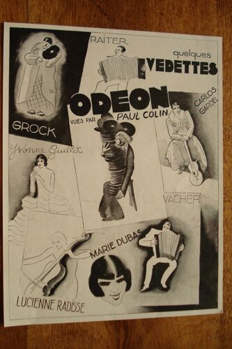 Publicité Années 1930 Disques Odeon  Quelques Vedettes Vues Par  Odeon