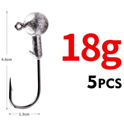 18g-5pcs - Crochet De Pêche À Tête En Acier Inoxydable, Produit À Haute Teneur En Carbone, Idéal Pour La Pêche Souple Au Leurre