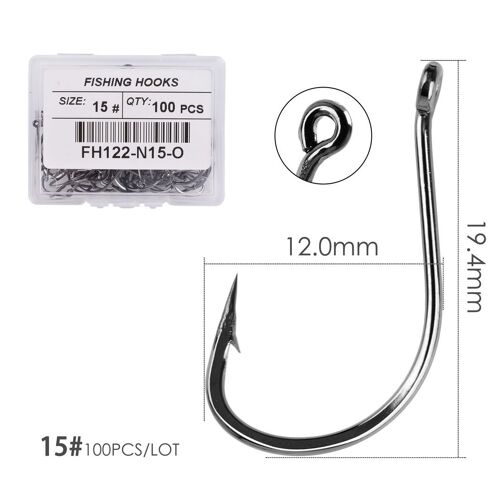 Taille 15 100pcs - Hameçon De Pêche À La Mouche Izu, En Acier À Haute Teneur En Carbone, Hameçon D'étang De Ver, Support D'appât, Trou De Gabarit, 100 Pièces/Boîte Japon