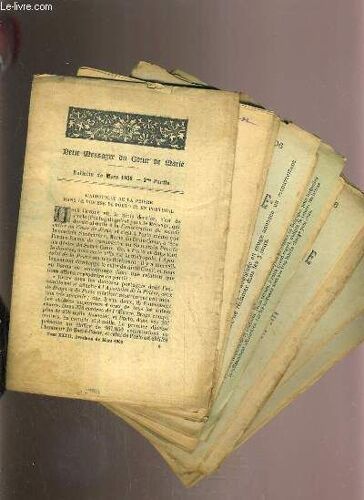 Lot De 6 Fascicules Mensuel Petit Messager Du Coeur De Marie / De Mars A Septembre 1906.