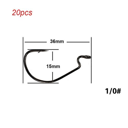 1-0 - Lot De Hameçons De Pêche Texas À Large Écart, Lot De 20 Pièces, Hameçons De Pêche À Décalage, Leurre Biat Souple