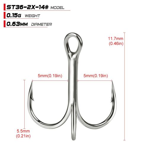 Taille 14-20pcs - Proberos Hameçons Triples À Haute Teneur En Carbone, Hameçons De Pêche