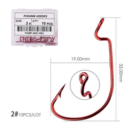 10pcs Rd - Aorace Ensemble'hameçons À Manivelle Large, Hameçons Décalés, Leurre À Ver Souple, Hameçons Barbelés, Matériel De Pêche À La Carpe, 10 Pièces Par Boîte