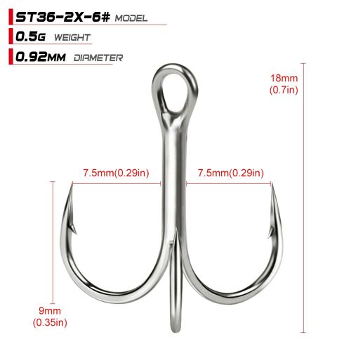 Taille 6-20pcs - Proberos Hameçons Triples À Haute Teneur En Carbone, Hameçons De Pêche