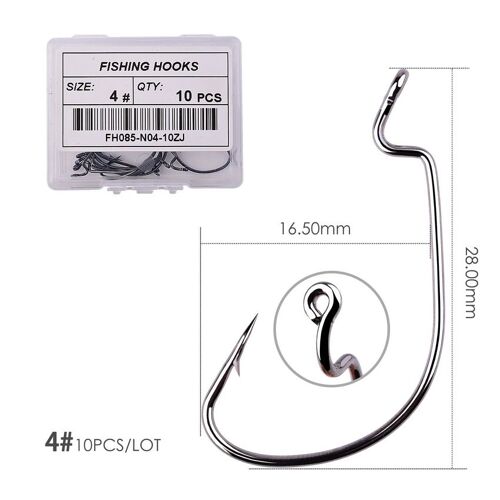 10pc Bk - Aorace Ensemble'hameçons À Manivelle Large, Hameçons Décalés, Leurre À Ver Souple, Hameçons Barbelés, Matériel De Pêche À La Carpe, 10 Pièces Par Boîte