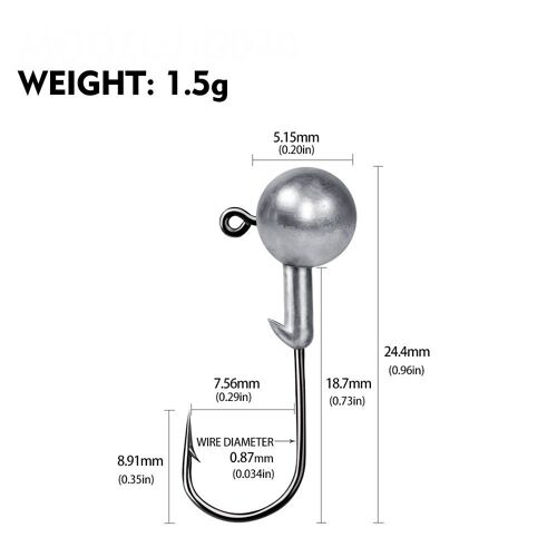 1.5 G-5pcs - Crank Jig Head Hook Fishing Hook Head Jig Lure Hard Bait Soft Worm Fishhook Jig Hook For Fishing