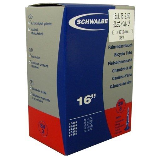 Schwalbe Sv3 Chambre À Air 16x1.75-2.50 Valve Presta Noir