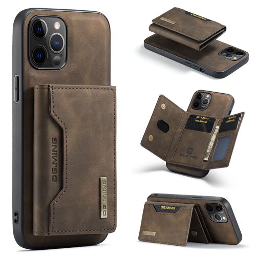 Coque Portefeuille Amovible Étuis Antichoc Rabat Housses Avec Fente Carte, Portefeuille Etui En Cuir Pu Premium Iphone 12 Pro - Café
