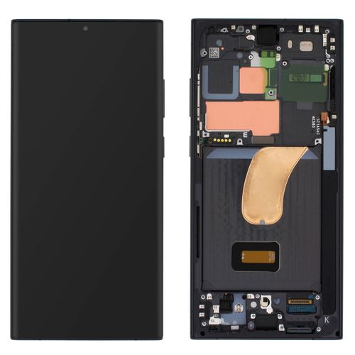Écran Officiel Pour Samsung S23 Ultra Vitre Tactile Et Châssis Noir Phantom
