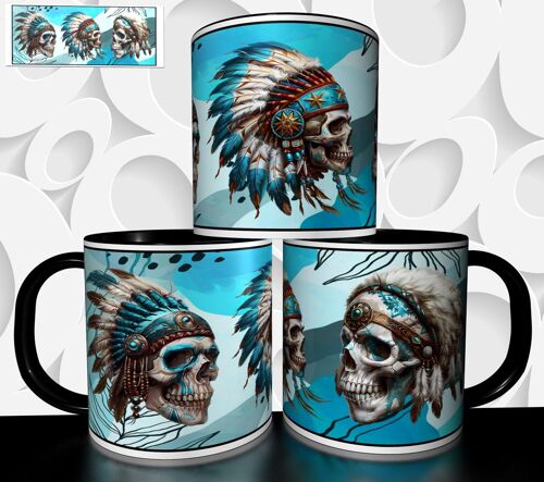 Mug Tasse À Café - Halloween Tete De Mort Indien D'amerique 2784