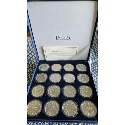 Coffret 16 Ecus Europeens Argentan (65% Cuivre, 25% Nickel, 10% Zinc) 1980 À 1995 Collection Tresor Du Patrimoine.