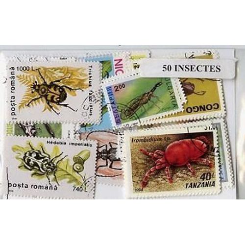 Insectes - 50 Timbres Différents Du Monde