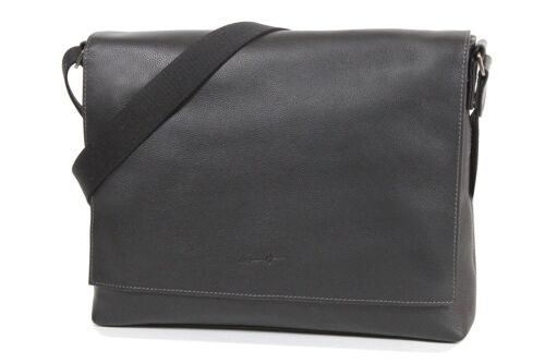 Besace Gérard Hénon A4 en Cuir de Vachette 4052 - Noir