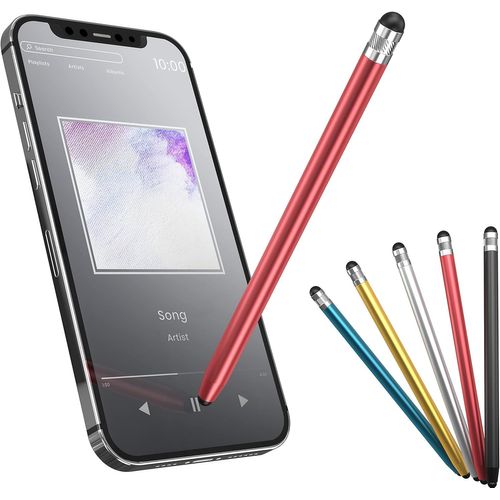 Stylo Capacitif GD10 Universel pointes Plume Caoutchouc seulement Touch Screen Double Pointe Petite et Grande Stylo Connecté Plusieurs couleurs pour écran Smartphone Portable Domotica (Rouge)