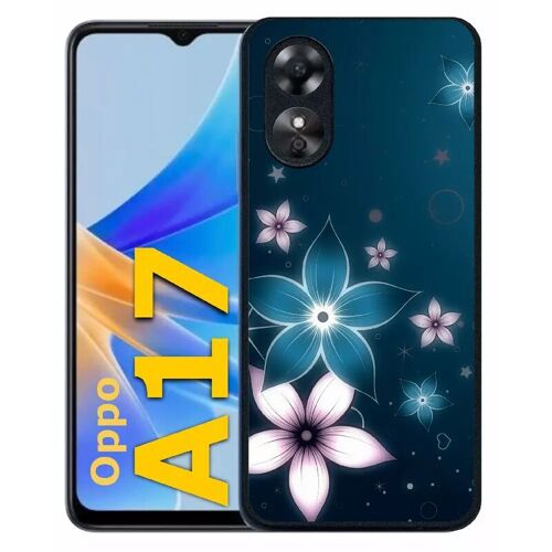 Coque pour oppo a17 - abstrait fleur de lotus - silicone - noir