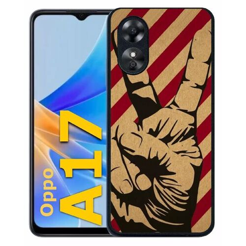Coque pour oppo a17 - pop art victory - silicone - noir