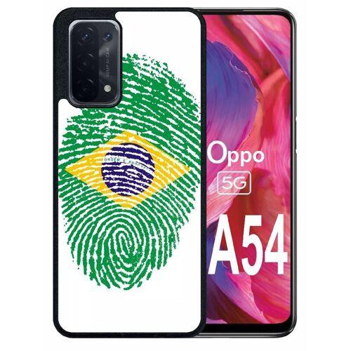 Coque pour oppo a54 5g - empreinte digitale drapeau bresil brazil - silicone - noir
