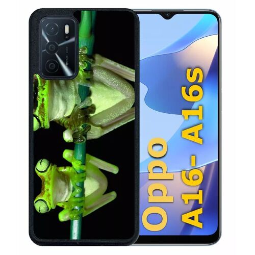 Coque Pour Oppo A16s - Deux Grenouilles Vertes Suspendues - Silicone - Noir