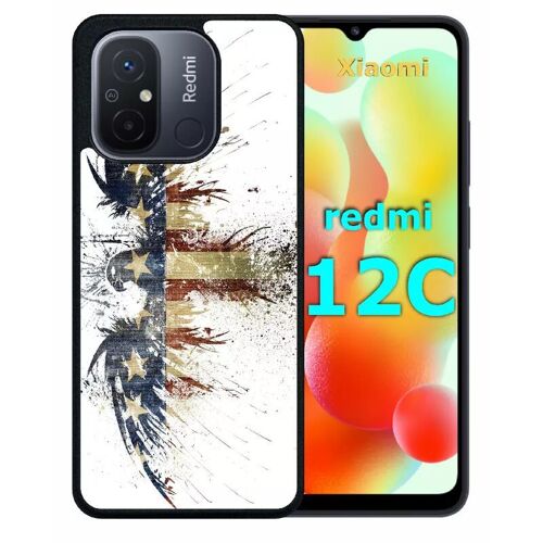 Coque pour redmi 12c - aigle americain grunge - silicone - noir