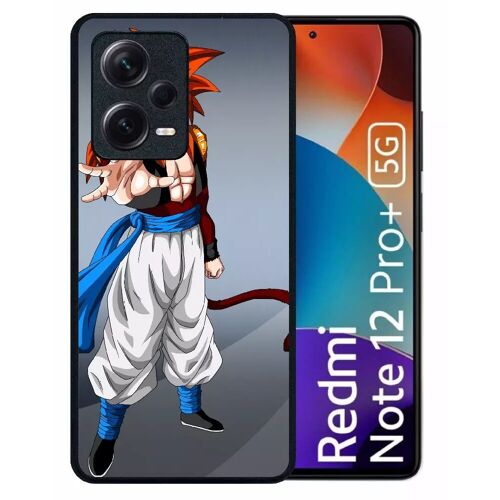 Coque pour redmi note 12 pro+ - dbz gt goku et vegeta gogeta super saiyan 4 cheveux rouge - silicone - noir