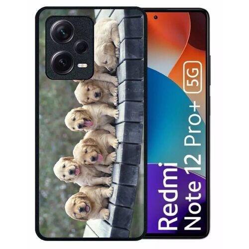 Coque pour redmi note 12 pro+ - chiots golden retriever - silicone - noir
