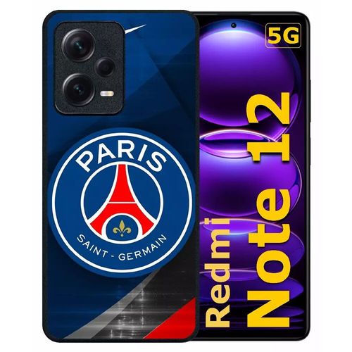 Coque Pour Redmi Note 12 5g - Psg Paris Saint Germain Metalise - Silicone - Noir