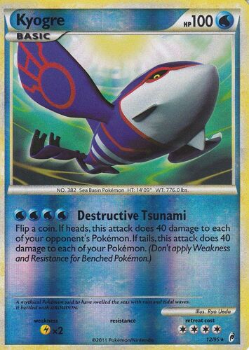 Carte Pokemon - Kyogre - 12/95 - Holo Reverse - Call Of Legends ( Appel Des Legendes ) - Carte Anglaise -