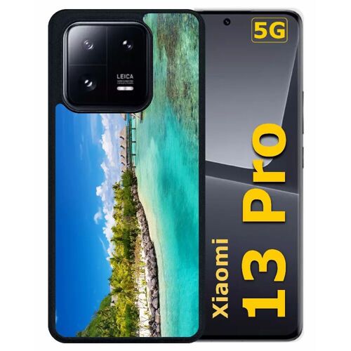 Coque pour xiaomi 13 pro - cadre paradisiaque cases sur piloties - silicone - noir
