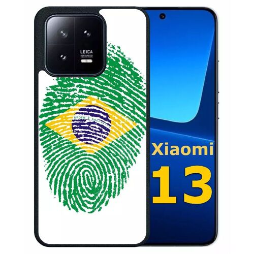 Coque pour xiaomi 13 - empreinte digitale drapeau bresil brazil - silicone - noir