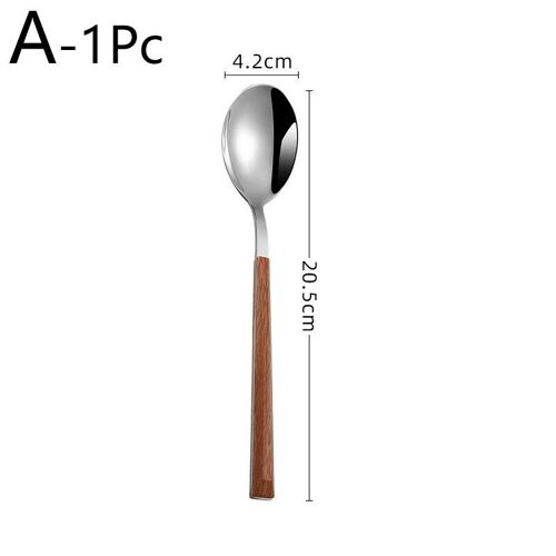 Service De Couverts Noirs En Acier Inoxydable, Vaisselle En Bois Brillant De Couleur Argent, Service De Table, Couteau, Fourchette, Cuillère À Café, Couverts Occidentaux