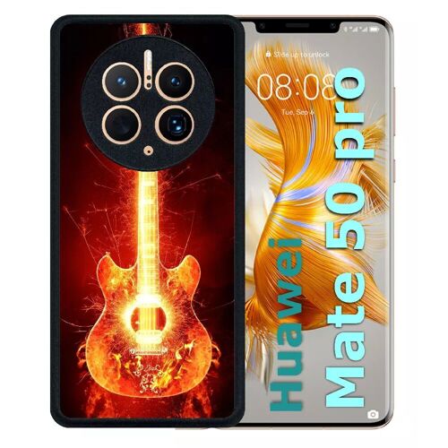 Coque Pour Huawei Mate 50 Pro - Blazing Guitare - Silicone - Noir