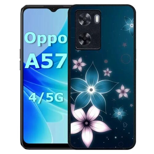 Coque pour oppo a57 - abstrait fleur de lotus - silicone - noir