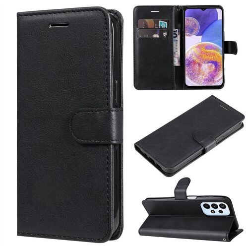 Saturcase Coque Pour Samsung Galaxy A23, Pu Cuir Magnétique Flip Portefeuille Support Porte-Carte Protecteur Housse Étui Avec Dragonne Pour Samsung Galaxy A23 (Noir)