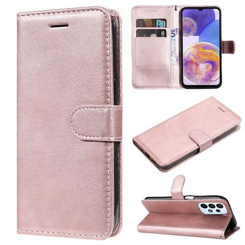 Saturcase Coque Pour Samsung Galaxy A23, Pu Cuir Magnétique Flip Portefeuille Support Porte-Carte Protecteur Housse Étui Avec Dragonne Pour Samsung Galaxy A23 (Or Rose)