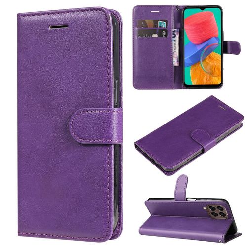 Saturcase Coque Pour Samsung Galaxy M33 5g, Pu Cuir Magnétique Flip Portefeuille Support Porte-Carte Protecteur Housse Étui Avec Dragonne Pour Samsung Galaxy M33 5g (Violet)