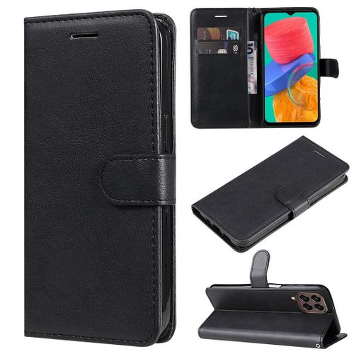 Saturcase Coque Pour Samsung Galaxy M33 5g, Pu Cuir Magnétique Flip Portefeuille Support Porte-Carte Protecteur Housse Étui Avec Dragonne Pour Samsung Galaxy M33 5g (Noir)