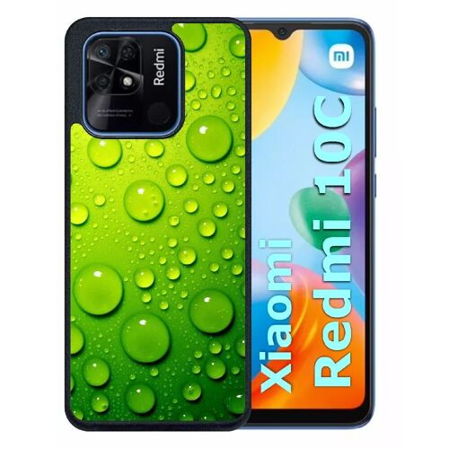 Coque Pour Redmi 10c - Goutte D Eau Verte - Silicone - Noir