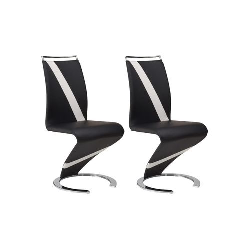 Lot De 2 Chaises Twizy - Simili Noir & Blanc