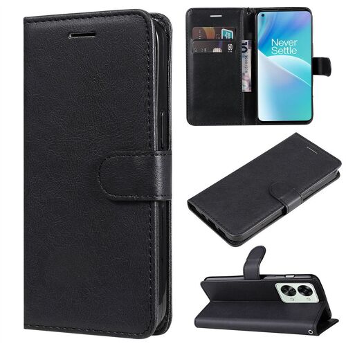 Saturcase Coque Pour Oneplus Nord 2t, Pu Cuir Magnétique Flip Portefeuille Support Porte-Carte Protecteur Housse Étui Avec Dragonne Pour Oneplus Nord 2t (Noir)
